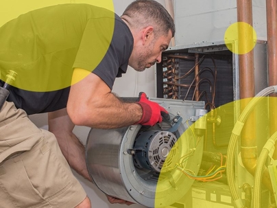 Man installing air purifier