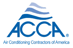 %Imagetitle% | Yellow Dot Heating &Amp; Air Conditioning ACCA logo with blue stylized lines above the letters and the text “Air Conditioning Contractors of America” below.